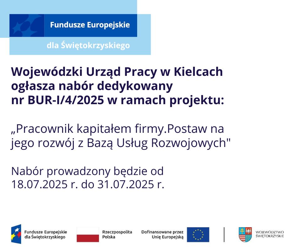 Zdjęcie artykułu Nabór BUR-I/4/2025 - DEDYKOWANY działanie 10.6 DLA PRACODAWCÓW