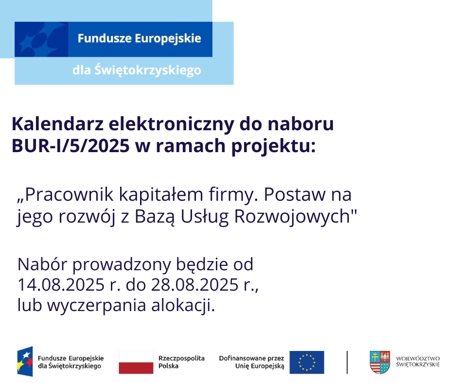 Zdjęcie artykułu Kalendarz rezerwacji do naboru BUR-I/5/2025 działanie 10.06 DLA PRACODAWCÓW – START godz. 8.00