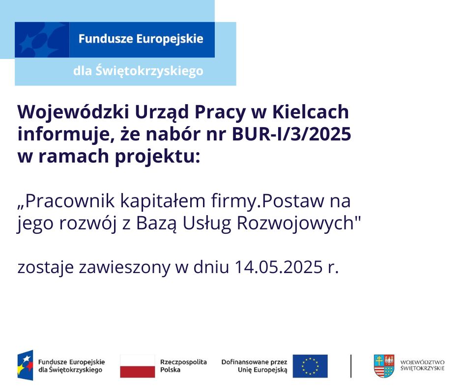 Zdjęcie artykułu Zawieszenie naboru BUR-I/3/2025