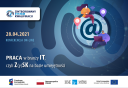 Plakat promujący konferencję Praca w branży IT, czykli ZySK na bazie umiejętności