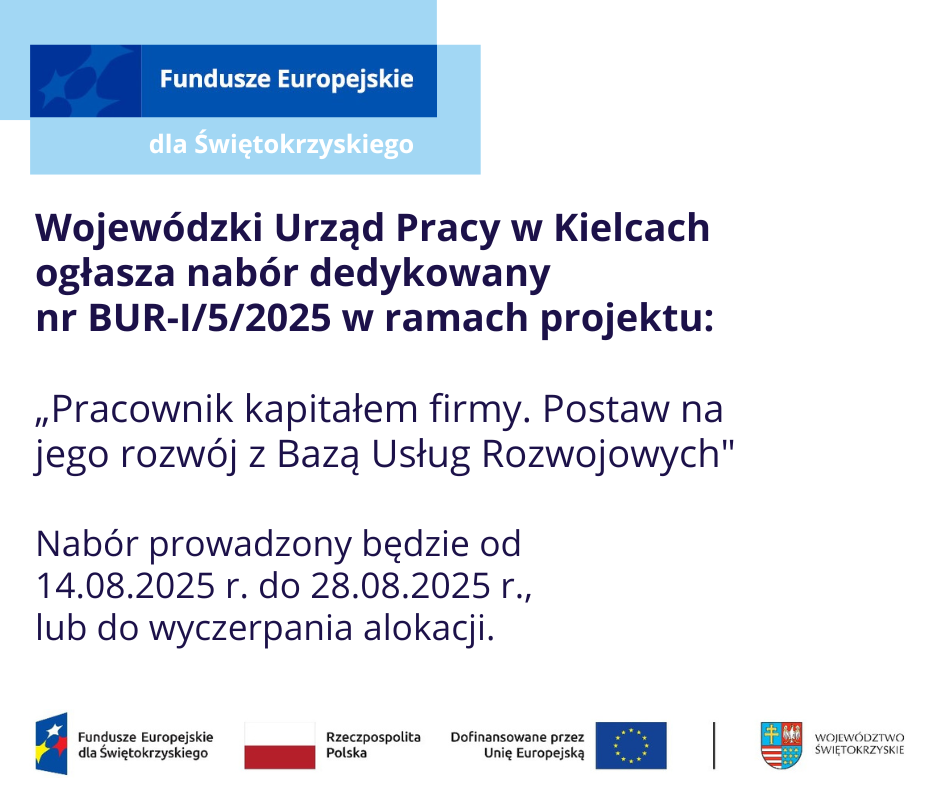 Zdjęcie artykułu Nabór BUR-I/5/2025 - działanie 10.6 DLA PRACODAWCÓW