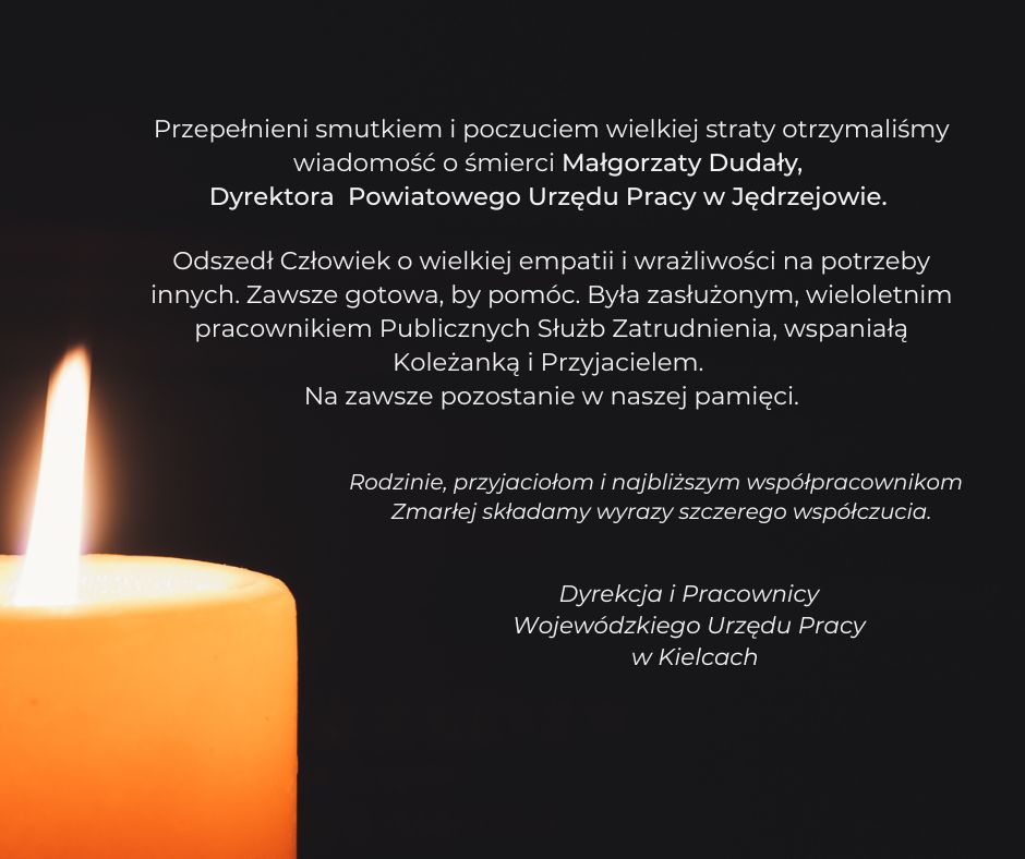 Obrazek dla: Zmarła Małgorzata Dudała, dyrektor Powiatowego Urzędu Pracy w Jędrzejowie