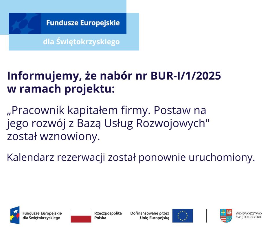 Zdjęcie artykułu Wojewódzki Urząd Pracy w Kielcach informuje o wznowieniu...