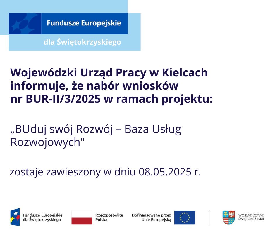 Zdjęcie artykułu INFORMACJA O ZAWIESZENIU NABORU nr BUR-II/3/2025