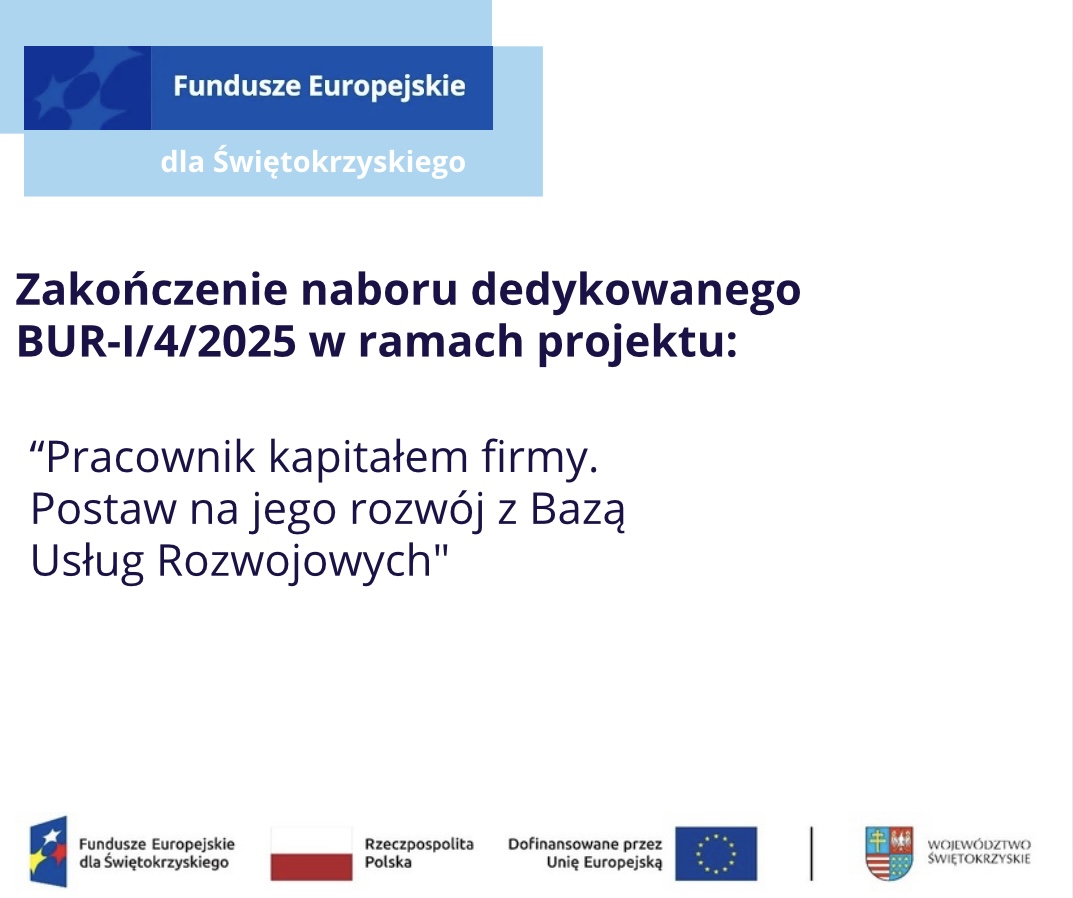 Zdjęcie artykułu Zakończenie naboru DEDYKOWANEGO BUR-I/4/2025 działanie 10.6 DLA PRACODAWCÓW