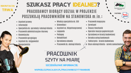 Zdjęcie artykułu Oferty pracy dla młodych w projekcie „Pracownik szyty na...