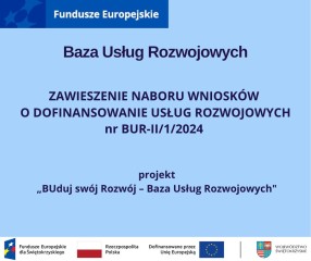 Zdjęcie artykułu ZAWIESZENIE NABORU WNIOSKÓW O  DOFINANSOWANIE  USŁUG...