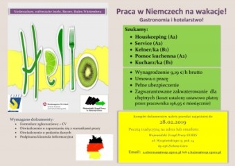 Zdjęcie artykułu PRACA WAKACYJNA W NIEMCZECH W 2019 r. DLA UCZNIÓW, STUDENTÓW I POSZUKUJĄCYCH PRACY ZE ZNAJOMOŚCIĄ JĘZYKA NIEMIECKIEGO